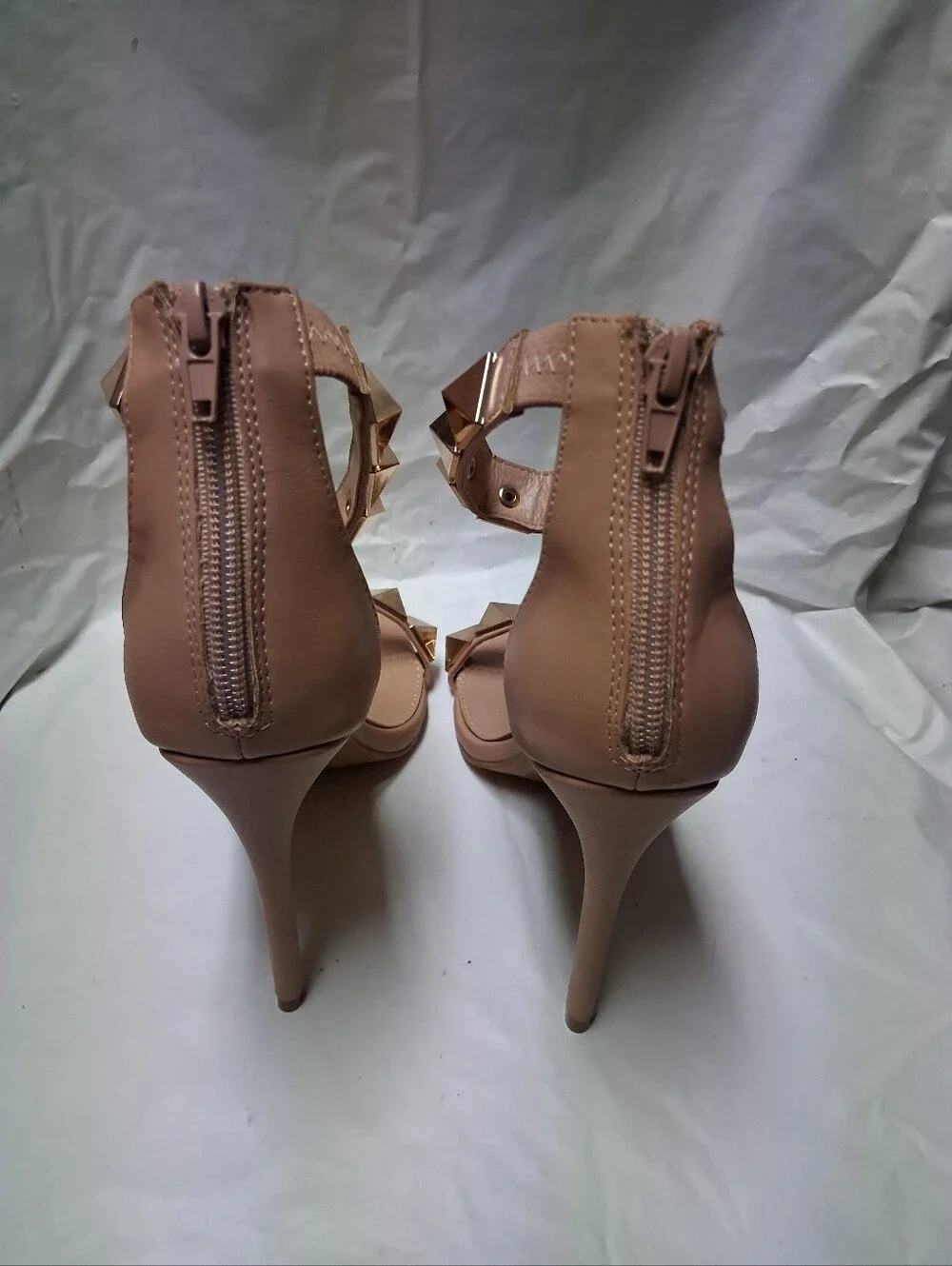 Charlotte Russe Nude Stud Ankle-Strap Stiletto Heels Size 8 NWOT